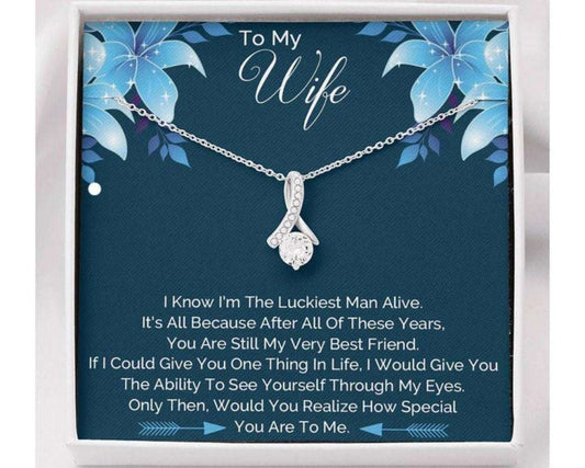 Wife Necklace, Wife Birthday Necklace, Gift For Wife From Husband, Sentimental Gifts For Her For Karwa Chauth Rakva