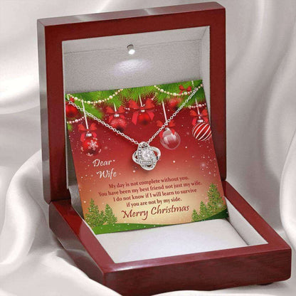 Wife Necklace, Wife Christmas Love Knot Necklace Jewelry Gift “ My Best Friend And Wife! For Karwa Chauth Rakva