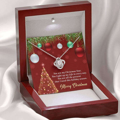 Wife Necklace, Wife Christmas Love Knot Necklace Jewelry Gift “ You Light Up My Life! For Karwa Chauth Rakva