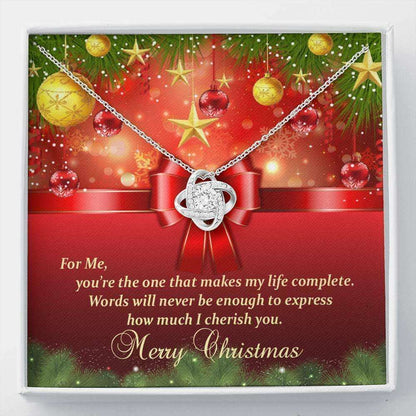 Wife Necklace, Wife Christmas Love Knot Necklace Jewelry Gift “ You Make My Life Complete! For Karwa Chauth Rakva