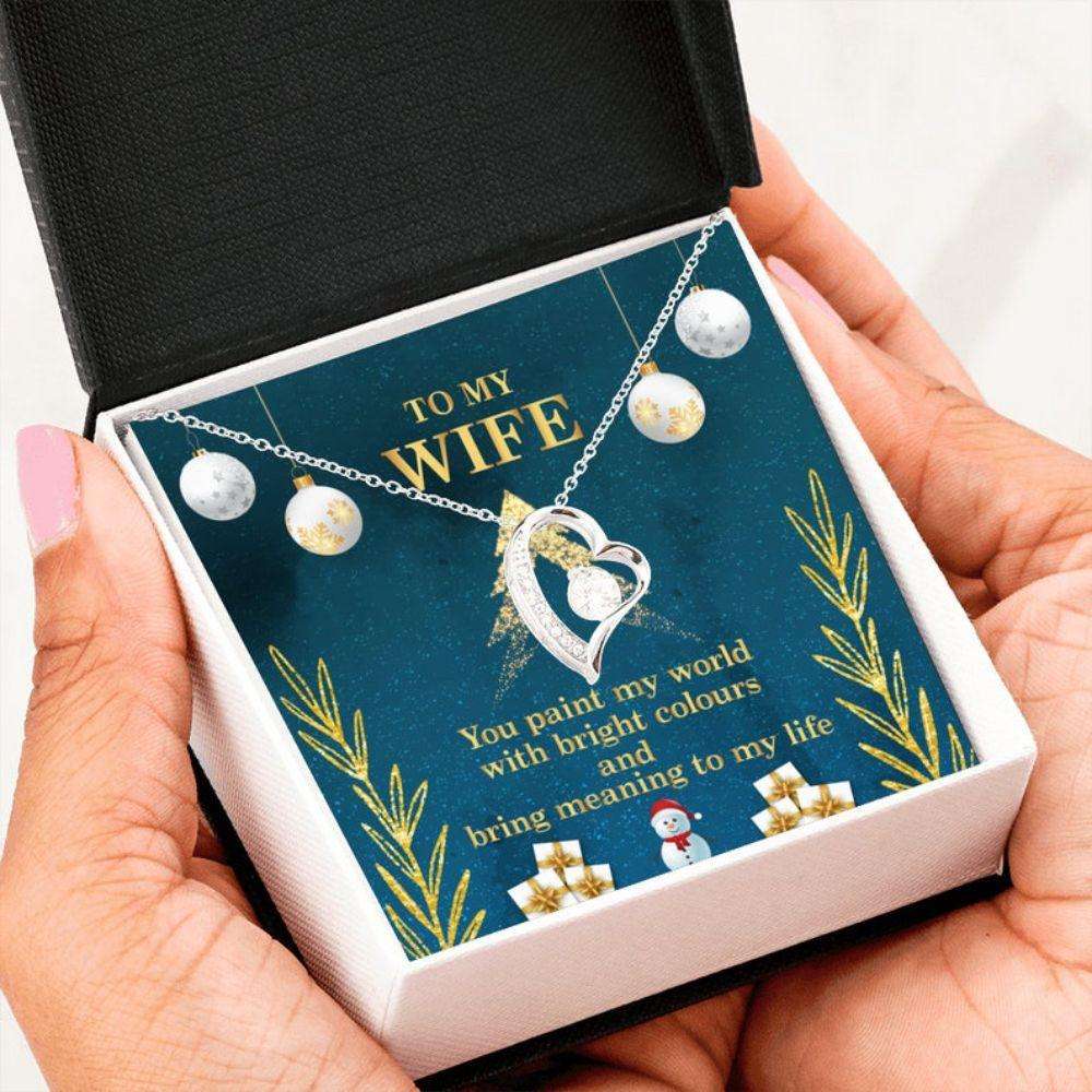 Wife Necklace, Wife Christmas Necklace, Gift For Wife, Wife Christmas Card, Christmas Necklace For Wife, To My Wife From Husband For Karwa Chauth Rakva