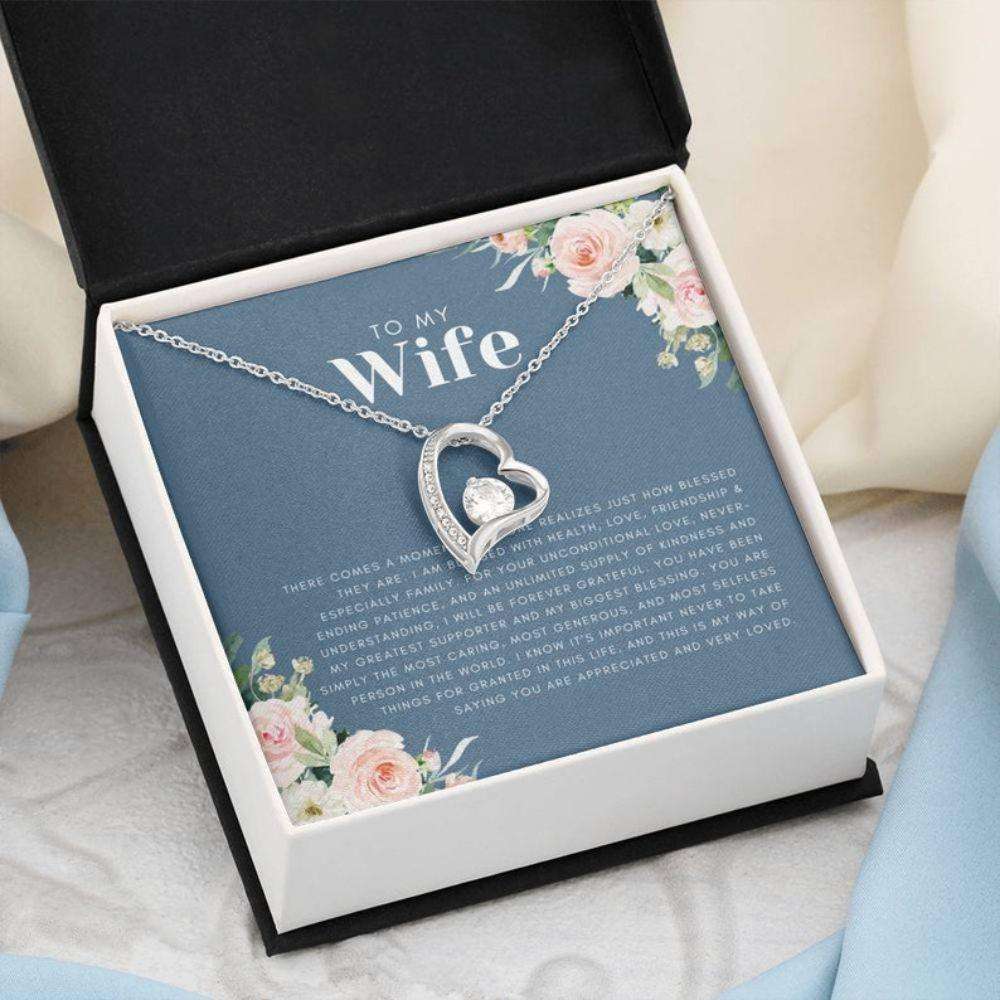 Wife Necklace, Wife Gift: Gifts For Wife, Birthday Christmas Valentines Day Anniversary Forever Love Necklace For Karwa Chauth Rakva