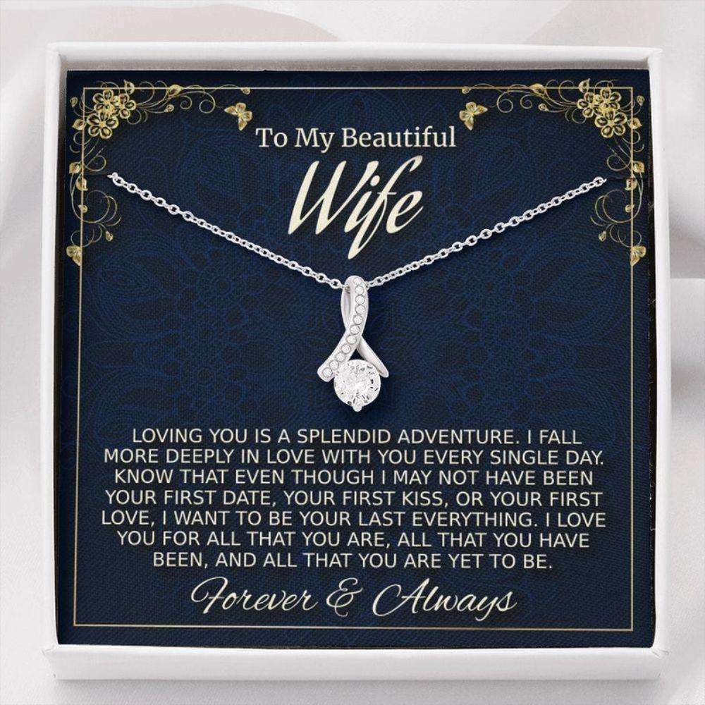 Wife Necklace, Wife Gift Necklace, Anniversary Necklace Gift For Wife, Birthday Christmas Gift For Wife For Karwa Chauth Rakva