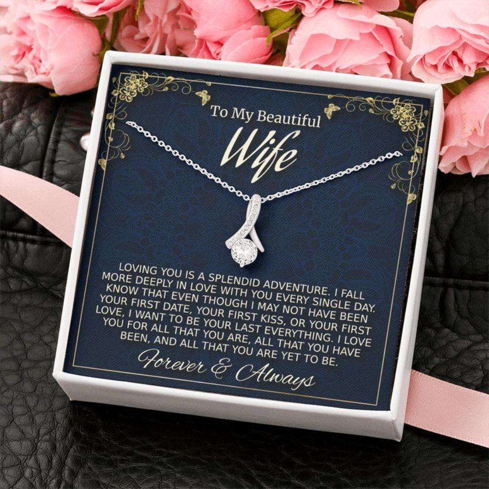 Wife Necklace, Wife Gift Necklace, Anniversary Necklace Gift For Wife, Birthday Christmas Gift For Wife For Karwa Chauth Rakva