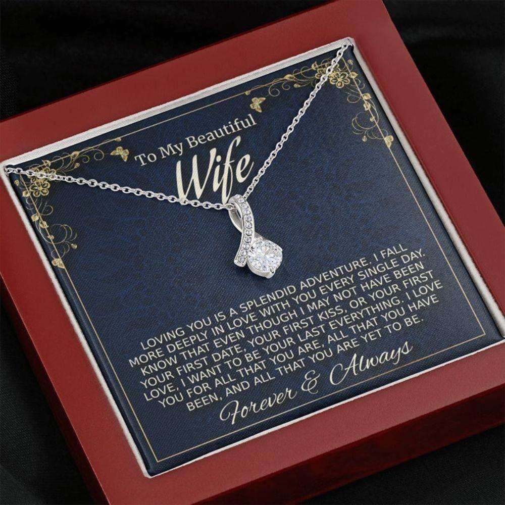 Wife Necklace, Wife Gift Necklace, Anniversary Necklace Gift For Wife, Birthday Christmas Gift For Wife For Karwa Chauth Rakva