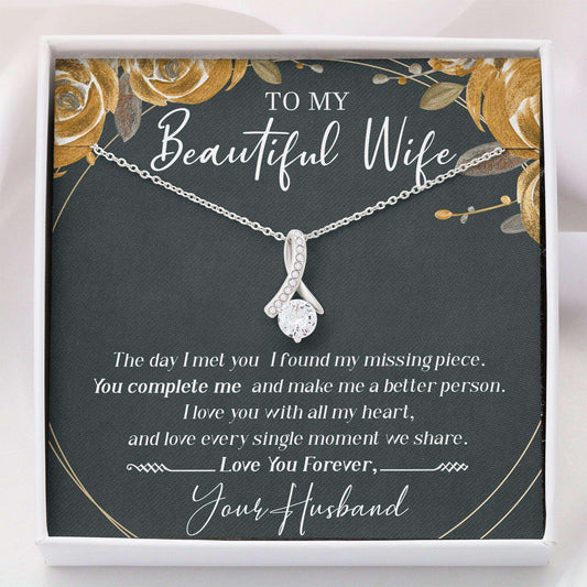 Wife Necklace, Wife Gift, To My Beautiful Wife “ Alluring Beauty Necklace For Karwa Chauth Rakva