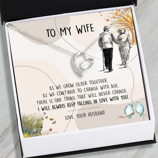 Wife Necklace, Wife Gifts “ Husband To Wife “ Forever Love Necklace For Women, Gift For Anniversary Birthday For Karwa Chauth Rakva