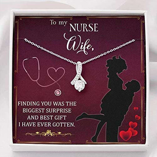 Wife Necklace, Wife Necklace Gift “ Necklace For Wife “ Gift Necklace With Message Card To My Nurse Wife For Karwa Chauth Rakva