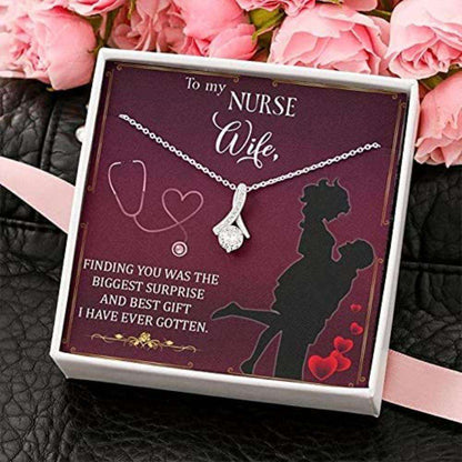 Wife Necklace, Wife Necklace Gift “ Necklace For Wife “ Gift Necklace With Message Card To My Nurse Wife For Karwa Chauth Rakva