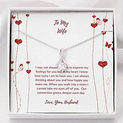 Wife Necklace, Wife Necklace Gift “ Necklace For Wife “ To Wife Heart Flowers For Karwa Chauth Rakva