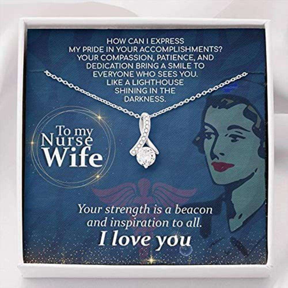 Wife Necklace, Wife Necklace “ Necklace For Wife “ Gift Necklace With Message Card To My Nurse Wife For Karwa Chauth Rakva