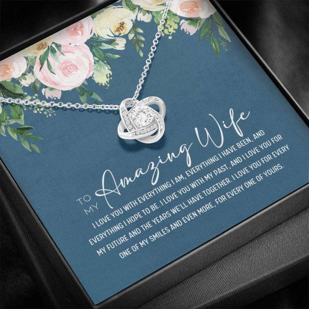 Wife Necklace,Anniversary Necklace Gifts For Her, Wife Birthday Love Knot Necklace For Karwa Chauth Rakva