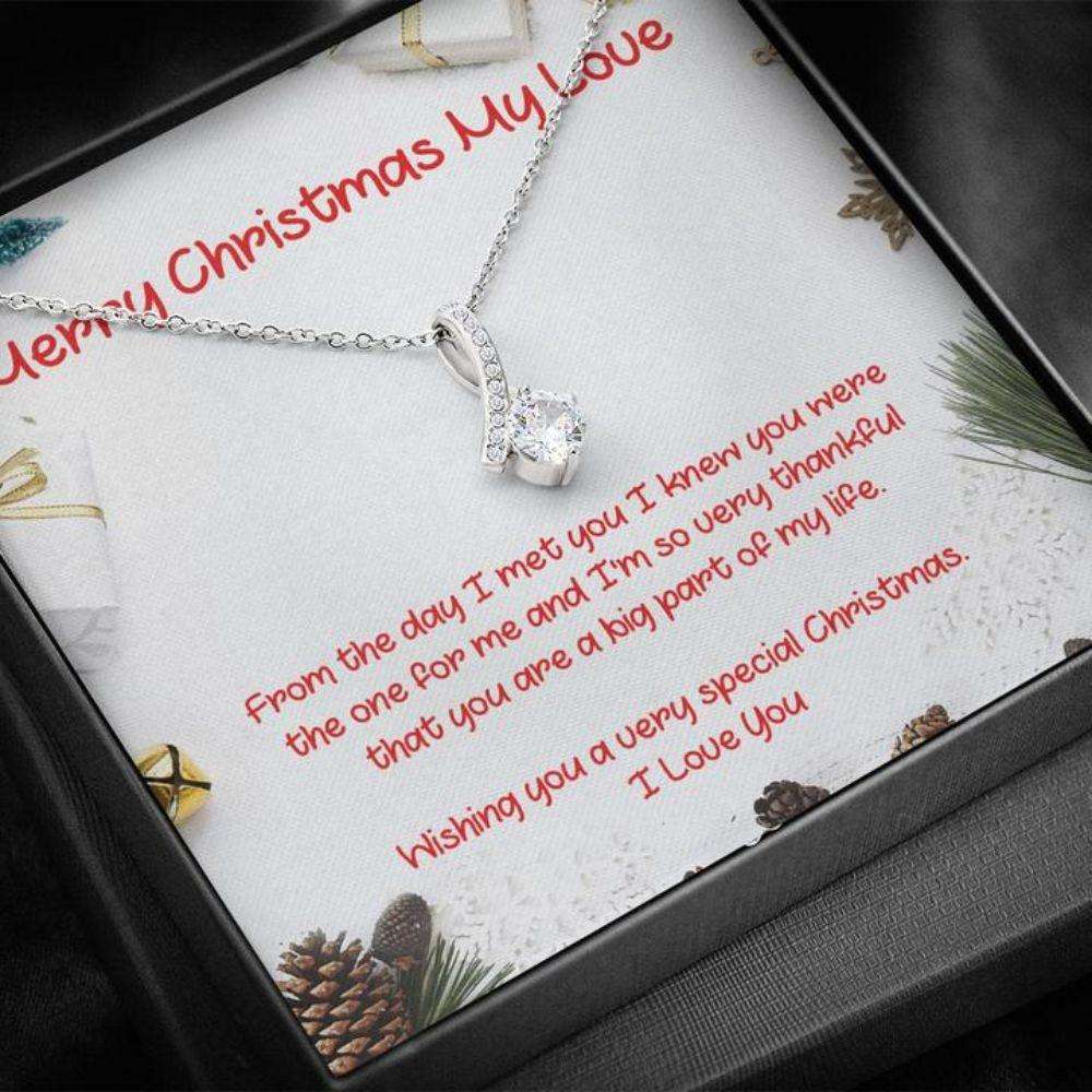 Wife Necklace,Gift Necklace With Message Card Merry Christmas My Love Necklace For Karwa Chauth Rakva