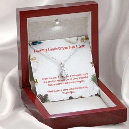 Wife Necklace,Gift Necklace With Message Card Merry Christmas My Love Necklace For Karwa Chauth Rakva