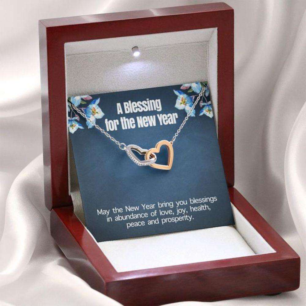 Wife Necklace,Gift Necklace With Message Card New Year Blessing Necklace For Karwa Chauth Rakva