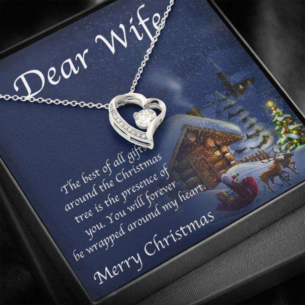 Wife Necklace,Gift Necklace With Message Card Wife Christmas House “ Heart Necklace For Karwa Chauth Rakva