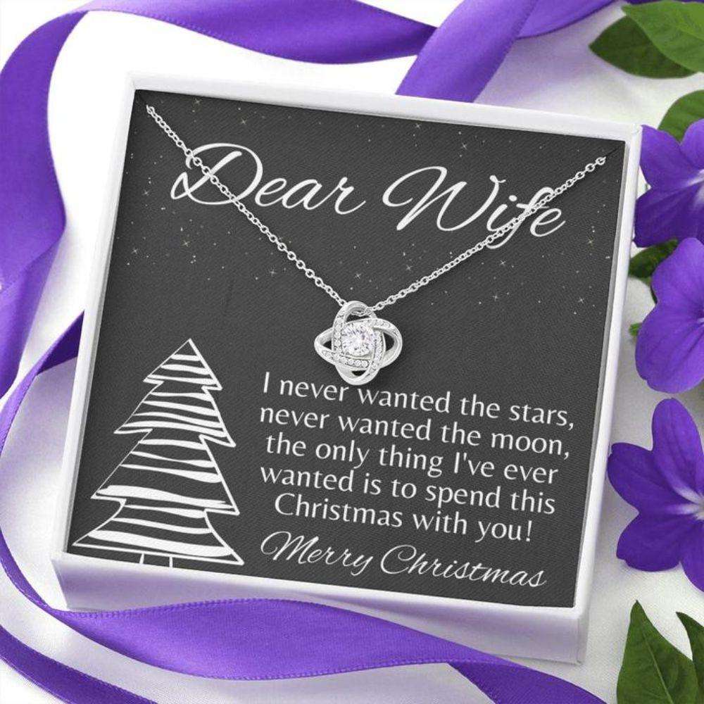 Wife Necklace,Gift Necklace With Message Card Wife “ Wanted The Stars And Moon “ Christmas For Karwa Chauth Rakva