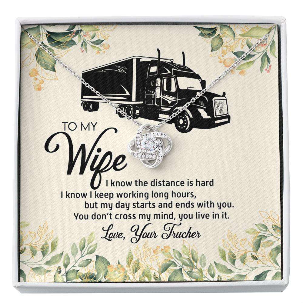 Wife Necklace,To My Wife Love Your Trucker Necklace Message Card Gift Box For Karwa Chauth Rakva