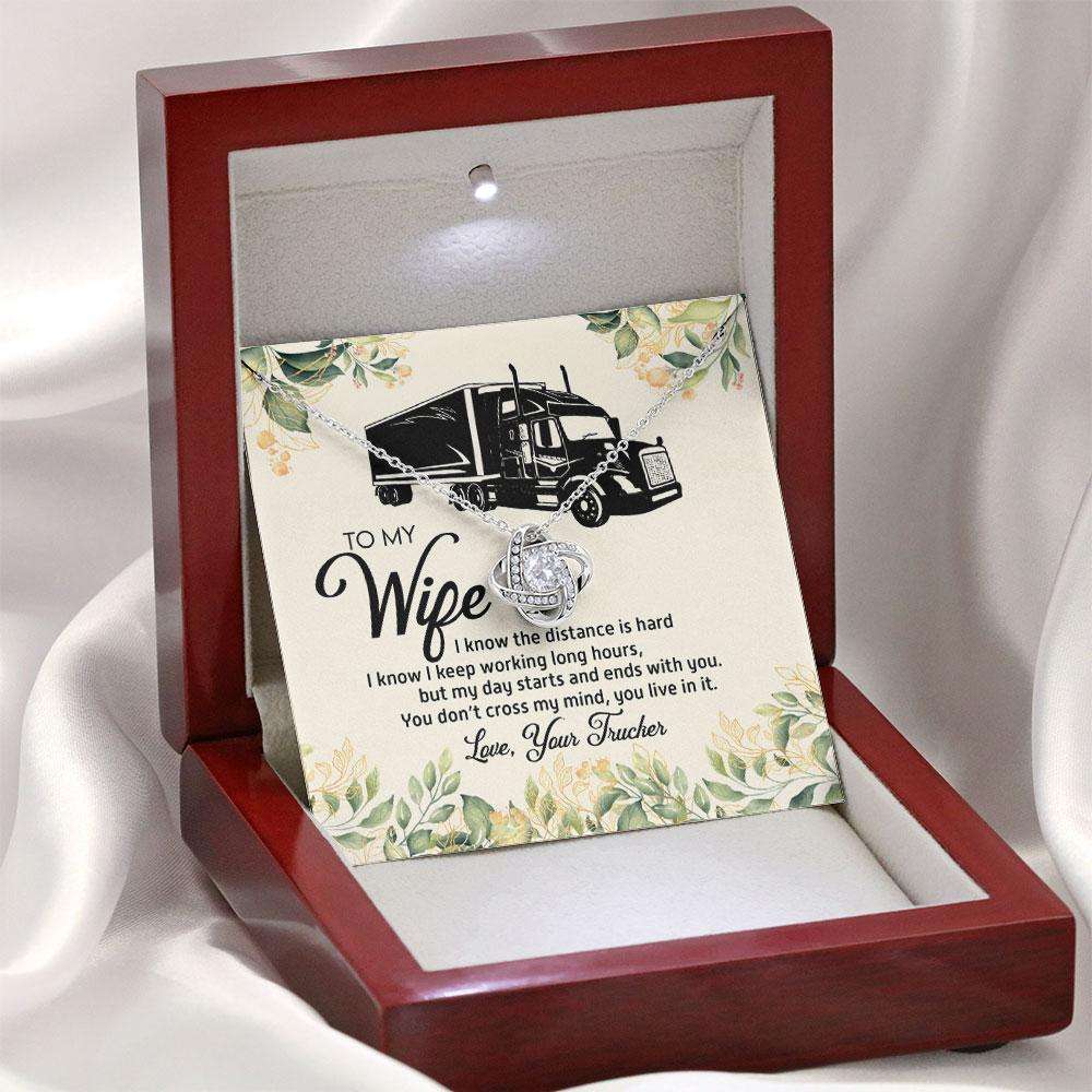 Wife Necklace,To My Wife Love Your Trucker Necklace Message Card Gift Box For Karwa Chauth Rakva